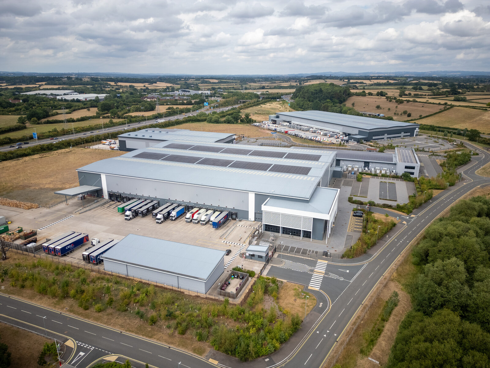 Large logistics warehouse with HGV loading bays